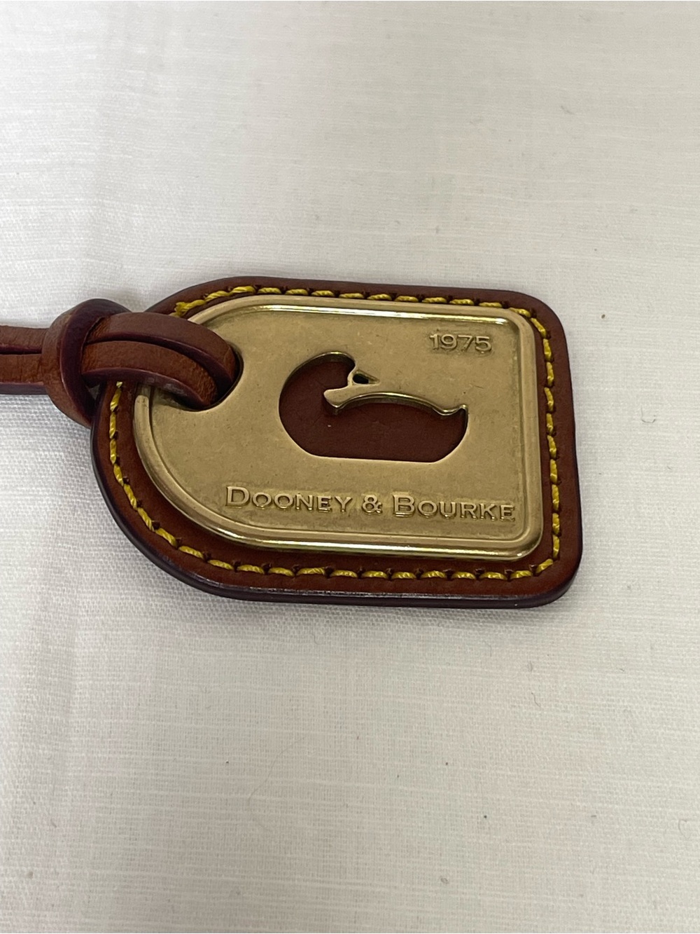 Dooney & Bourke Brown Leather Duck Logo Bag Charm with Brass Plate